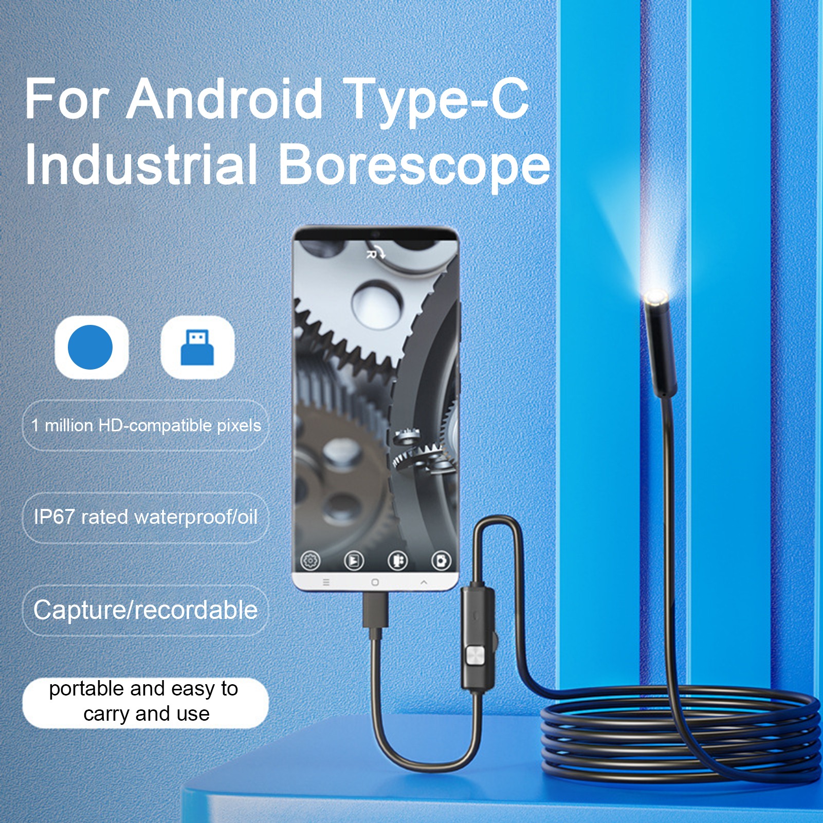 Photography Lighting Effects - Type-c 5.5/7mm Endoscope Scope Camera 1m