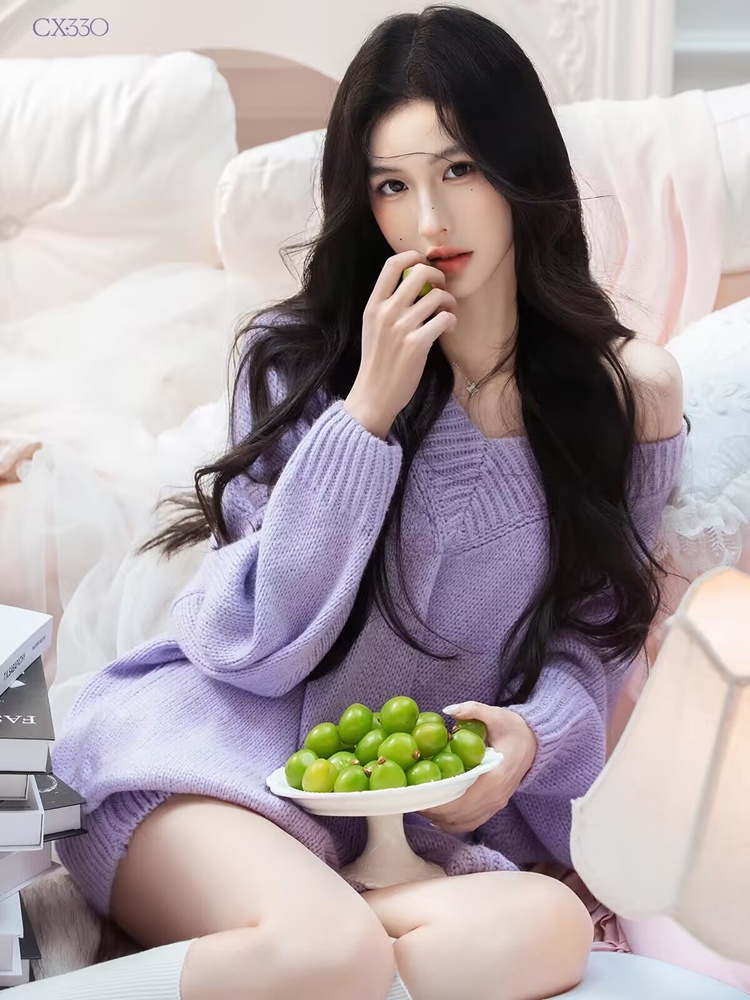Autumn Winter Purple Sweater O - Photography Lighting Style recensie en prijs